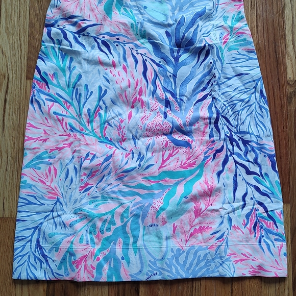 Lilly Pulitzer Harper Shift Dress Crew Blue Tint Kaleidoscope Coral Pink White S - Picture 12 of 16